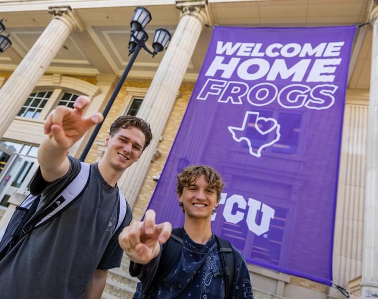 Image from a series of photos showing TCU students and campus on the first day of classes, August 18, 2025