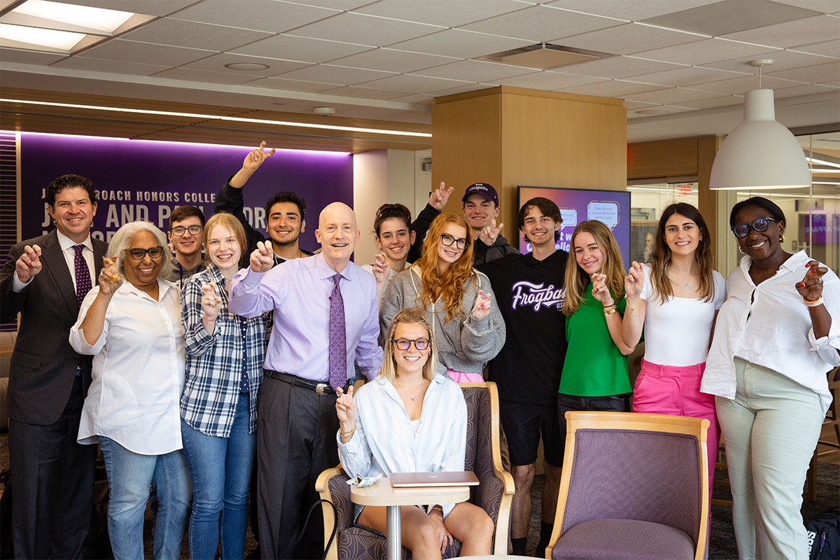 2023 students with the Chancellor and President