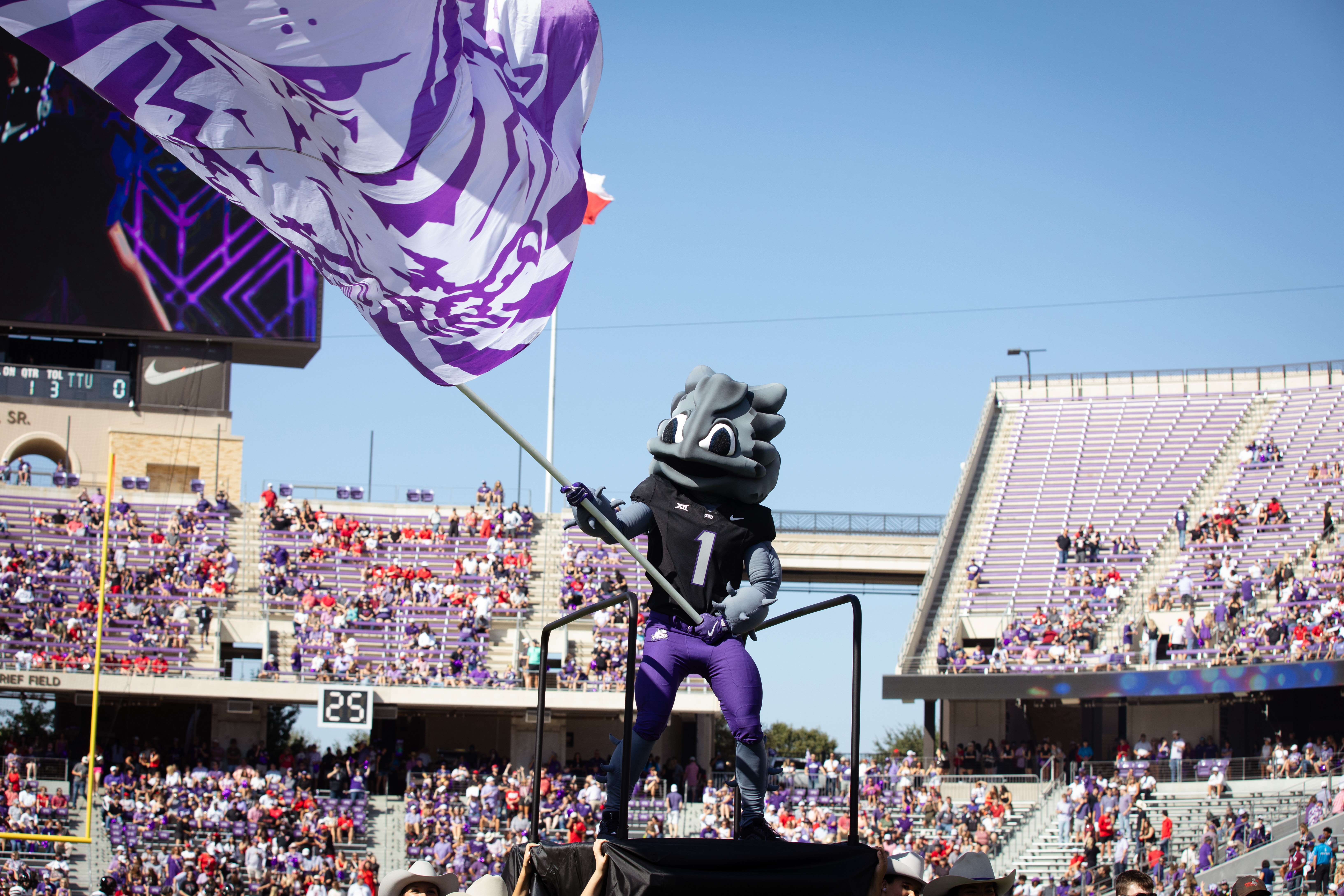 SuperFrog at a football game