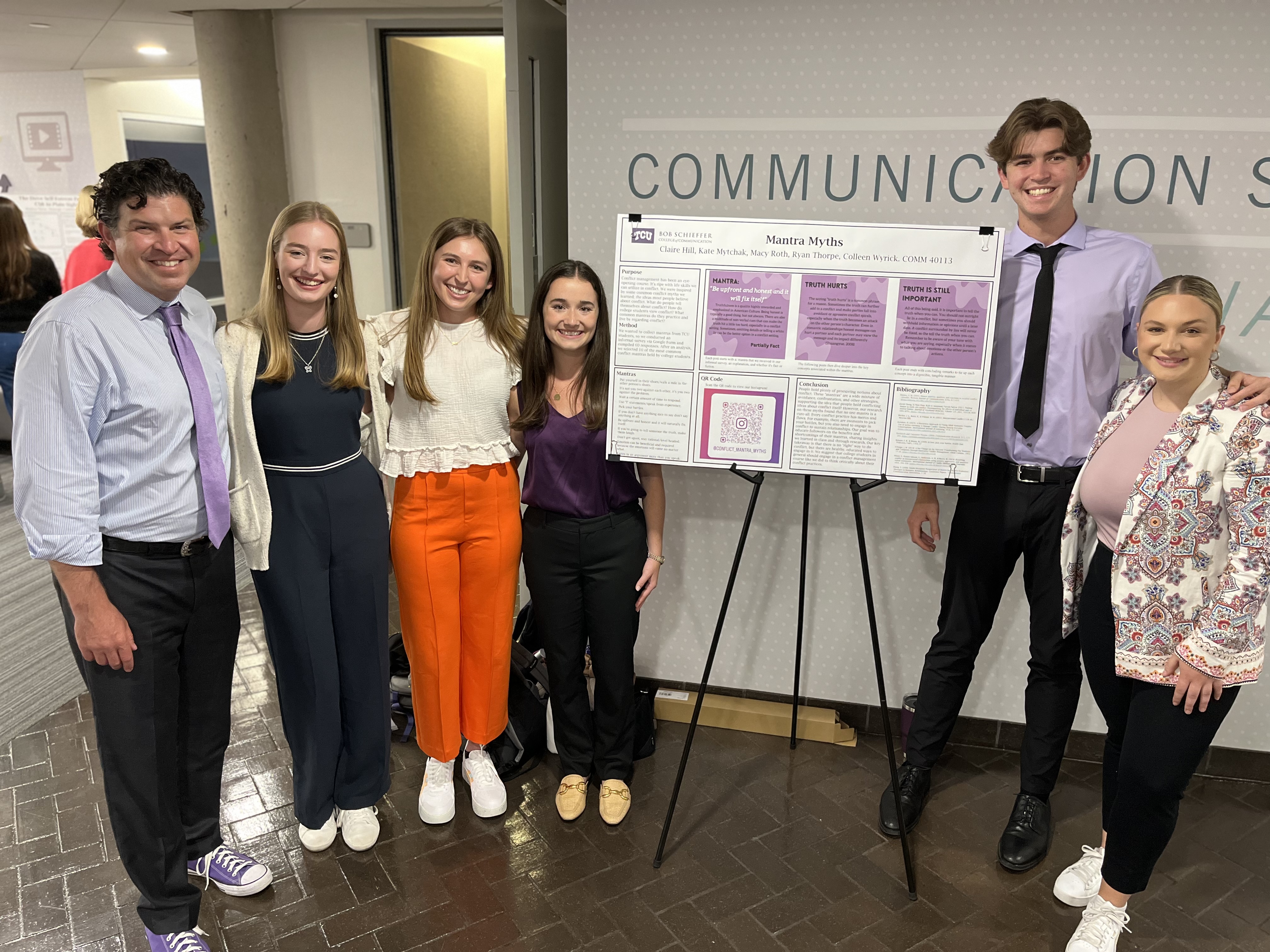 TCU Students with President Pullin posing for a picture for at the 2024 Schieffer Showcase