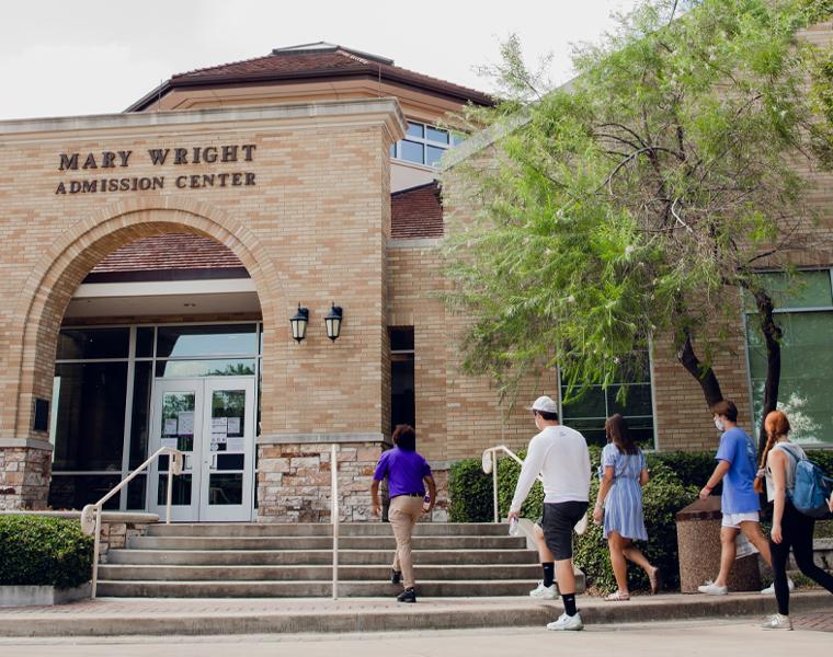 students entering the Mary Wright Admission center 