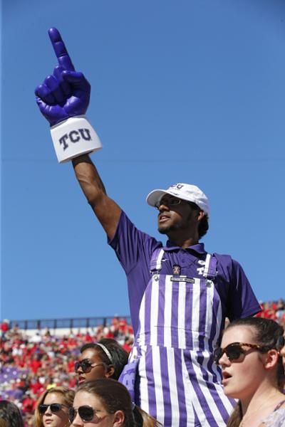 TCU plays Texas Tech University in a football game at Amon Carter Stadium